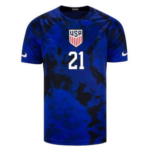 Maillot de foot États-Unis Timothy Weah #21 Extérieur Monde 2022 Manches Courte